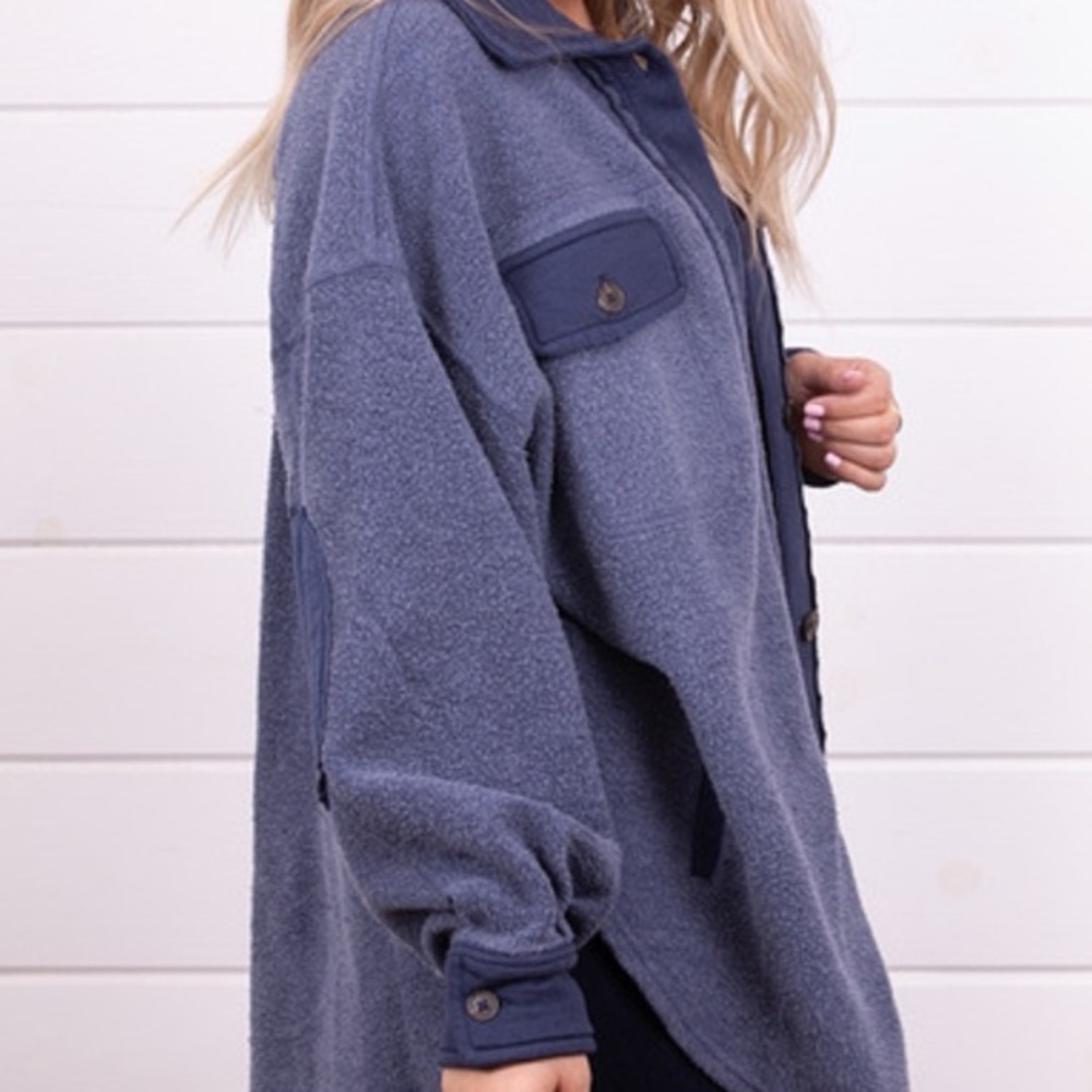 Free People Button Front Blue Ruby Jacket - image 4